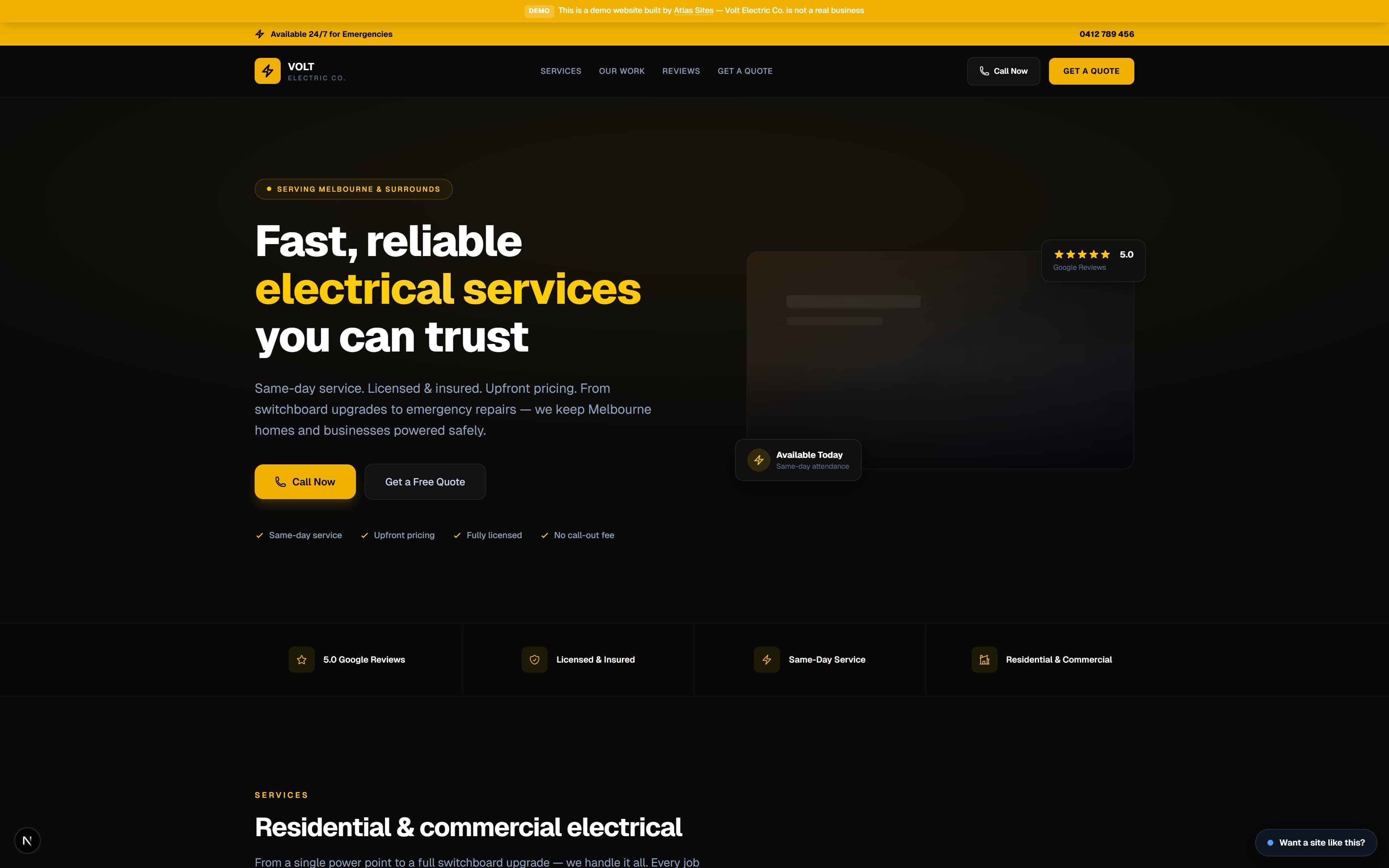 Electrician Website preview